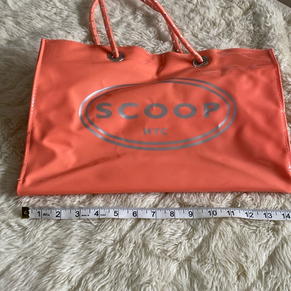SCOOP NYC patent branded large vinyl shopper tote bag shopping rope handle strap - Picture 2 of 5